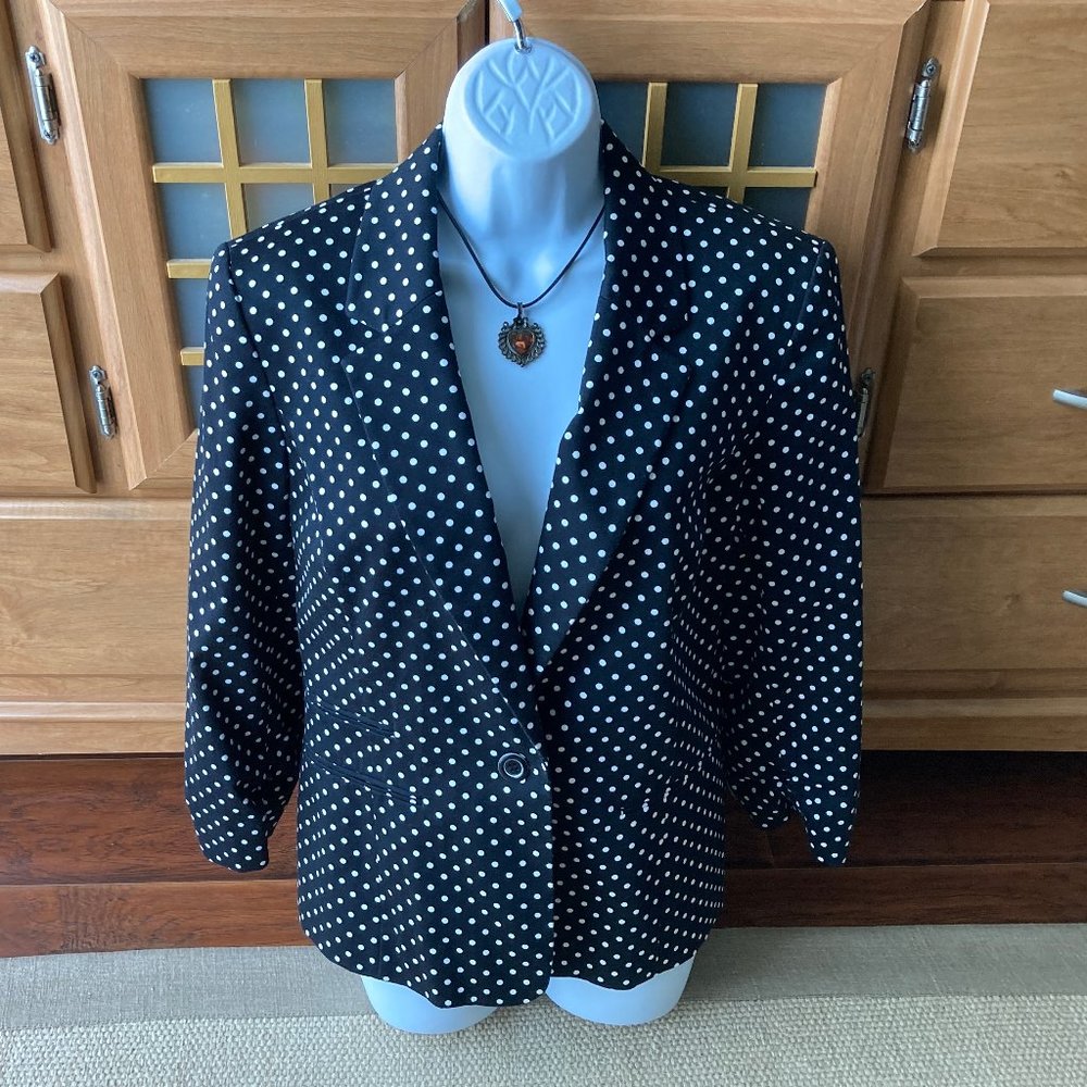 Nine West Black and White Polka Dot Blazer